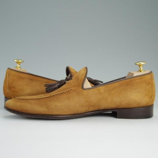 極上★(伊)ALMAS/アルマス SIZE 41【★トレーディングポスト別注/Trading Post】タッセルローファー/スエード/茶/メンズ★e141