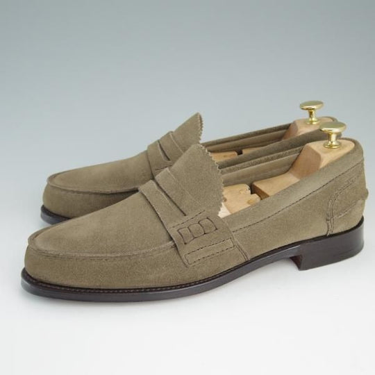 極美品★チャーチ 80F/UK8【★コインローファー/Pembrey】126ラスト/5都市ロゴ/ビーフロール/スエード/薄茶/メンズ/Church's★e143