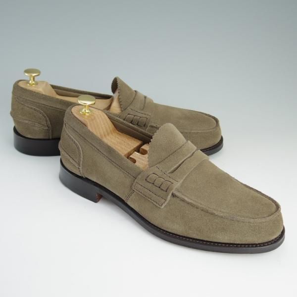 極美品★チャーチ 80F/UK8【★コインローファー/Pembrey】126ラスト/5都市ロゴ/ビーフロール/スエード/薄茶/メンズ/Church's★e143