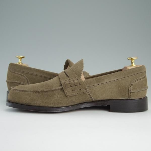 極美品★チャーチ 80F/UK8【★コインローファー/Pembrey】126ラスト/5都市ロゴ/ビーフロール/スエード/薄茶/メンズ/Church's★e143