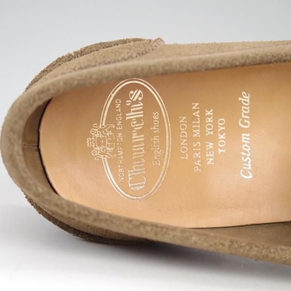 極美品★チャーチ 80F/UK8【★コインローファー/Pembrey】126ラスト/5都市ロゴ/ビーフロール/スエード/薄茶/メンズ/Church's★e143