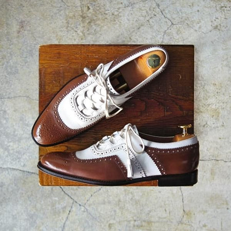 極美品★チャーチ(レディース) SIZE 36.5【貴重★ギリーシューズ/Kelmarsh】レザーソール/4都市ロゴ/カーフ/白×茶/Church's★e145