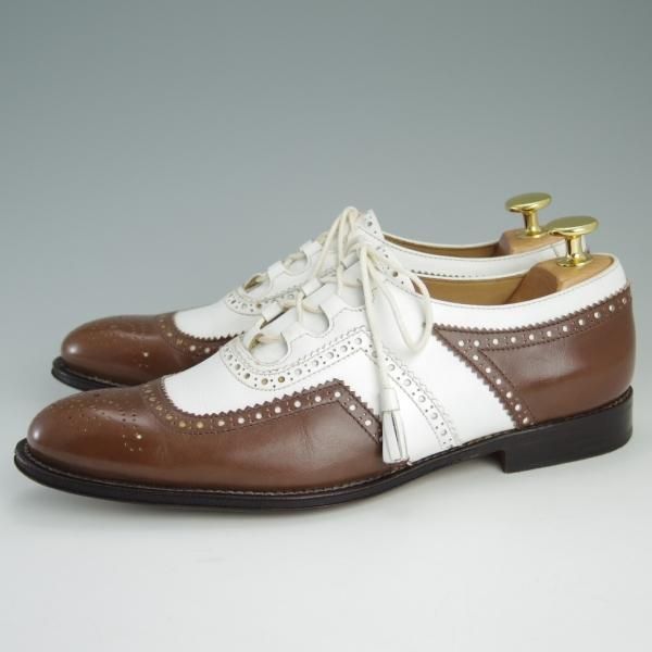 極美品★チャーチ(レディース) SIZE 36.5【貴重★ギリーシューズ/Kelmarsh】レザーソール/4都市ロゴ/カーフ/白×茶/Church's★e145