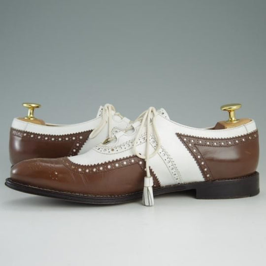 極美品★チャーチ(レディース) SIZE 36.5【貴重★ギリーシューズ/Kelmarsh】レザーソール/4都市ロゴ/カーフ/白×茶/Church's★e145
