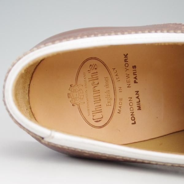 極美品★チャーチ(レディース) SIZE 36.5【貴重★ギリーシューズ/Kelmarsh】レザーソール/4都市ロゴ/カーフ/白×茶/Church's★e145