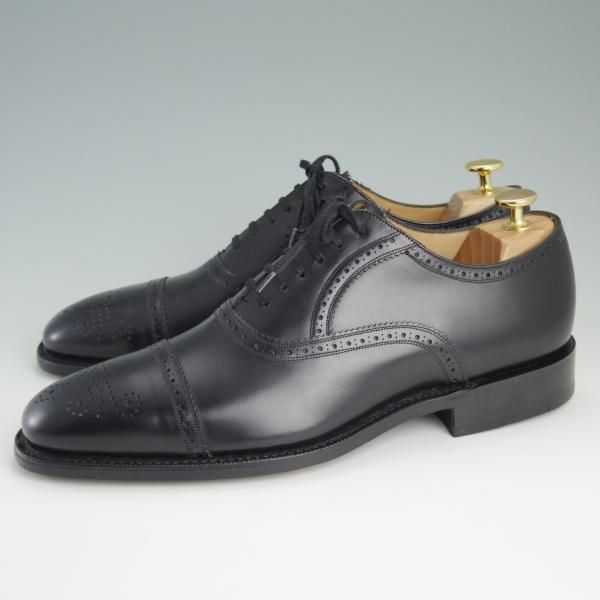 未使用★チャーチ 80F/UK8【最上級★ロイヤルコレクション/002ラスト】EDWARD/4都市ロゴ/セミブローグ/カーフ/黒/メンズ/Church's★e162