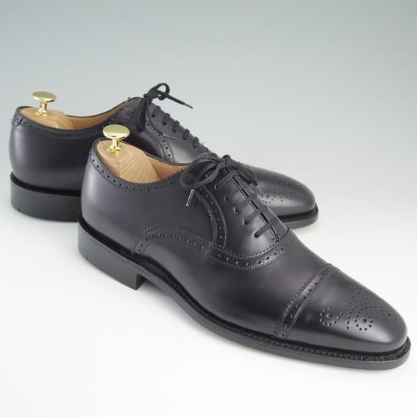 未使用★チャーチ 80F/UK8【最上級★ロイヤルコレクション/002ラスト】EDWARD/4都市ロゴ/セミブローグ/カーフ/黒/メンズ/Church's★e162