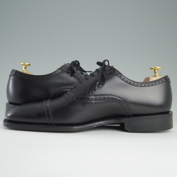 未使用★チャーチ 80F/UK8【最上級★ロイヤルコレクション/002ラスト】EDWARD/4都市ロゴ/セミブローグ/カーフ/黒/メンズ/Church's★e162