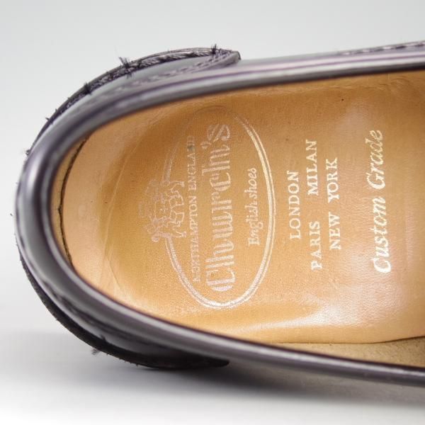 極上★チャーチ 80G/UK8【★ポリッシュドバインダーカーフ/Tiverton】126ラスト/タッセルローファー/4都市ロゴ/黒/メンズ/Church's★e163