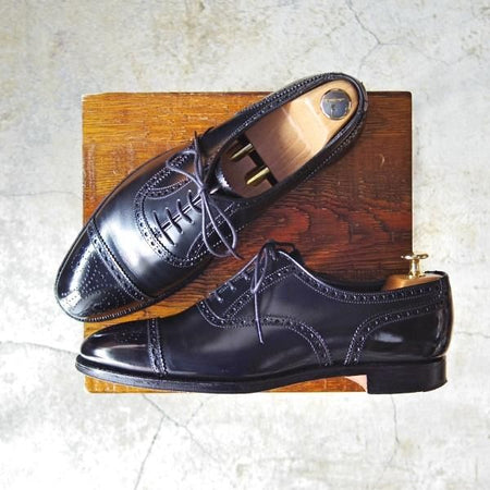 美品★クロケット&ジョーンズ 7E【定価￥85,320-★COVENTRY/セミブローグ】341ラスト/カーフ/黒/メンズ/Crockett&Jones★e167