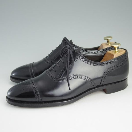 美品★クロケット&ジョーンズ 7E【定価￥85,320-★COVENTRY/セミブローグ】341ラスト/カーフ/黒/メンズ/Crockett&Jones★e167