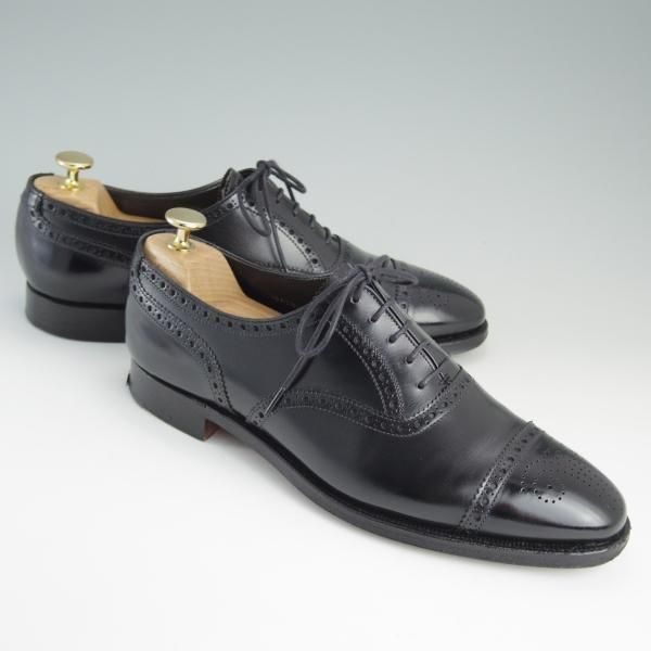 美品★クロケット&ジョーンズ 7E【定価￥85,320-★COVENTRY/セミブローグ】341ラスト/カーフ/黒/メンズ/Crockett&Jones★e167