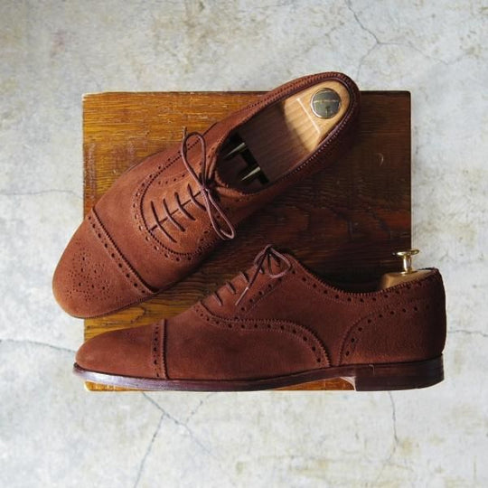 極上★(英)グレンソン 8.5D【最上級★マスターピース/ポールスチュアート別注】セミブローグ/スエード/茶/Stuart's Choice/GRENSON★e168