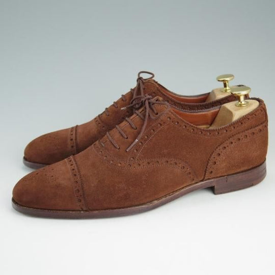 極上★(英)グレンソン 8.5D【最上級★マスターピース/ポールスチュアート別注】セミブローグ/スエード/茶/Stuart's Choice/GRENSON★e168