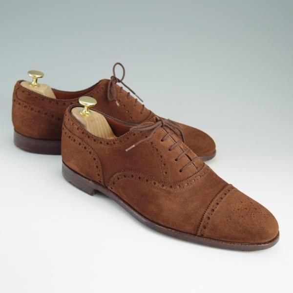 極上★(英)グレンソン 8.5D【最上級★マスターピース/ポールスチュアート別注】セミブローグ/スエード/茶/Stuart's Choice/GRENSON★e168