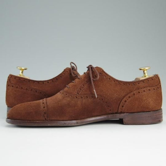 極上★(英)グレンソン 8.5D【最上級★マスターピース/ポールスチュアート別注】セミブローグ/スエード/茶/Stuart's Choice/GRENSON★e168