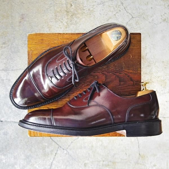 美品★チャーチ 85G/UK8.5【定価￥154,440-★コードバン仕様/ストレートチップ/LANCASTER】173ラスト/5都市ロゴ/赤茶/メンズ/Church's★e178