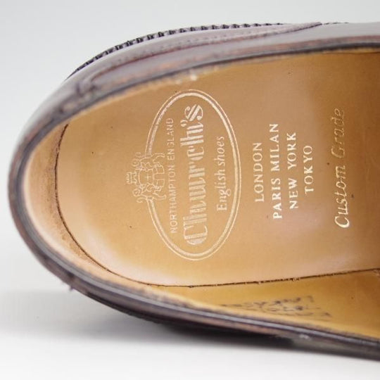 美品★チャーチ 85G/UK8.5【定価￥154,440-★コードバン仕様/ストレートチップ/LANCASTER】173ラスト/5都市ロゴ/赤茶/メンズ/Church's★e178