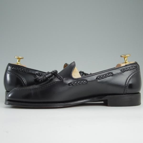 極美品★(英)チーニー 7.5F【定価￥73,440-★タッセルローファー/HUGH】214ラスト/スリッポン/カーフ/黒/メンズ/CHEANEY★e180
