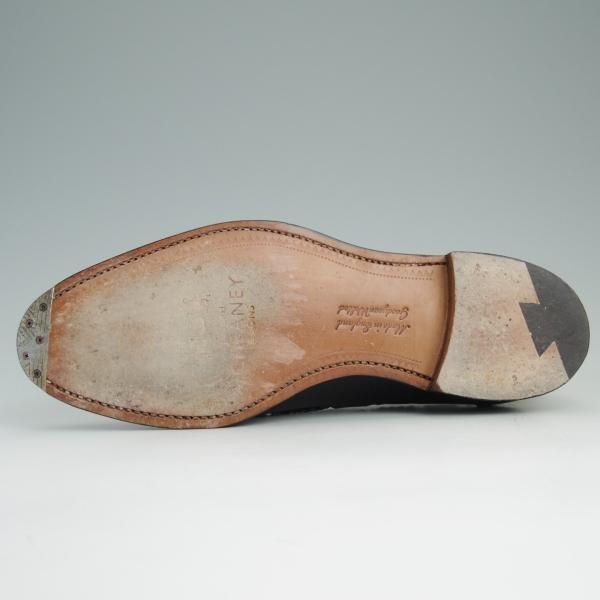 極美品★(英)チーニー 7.5F【定価￥73,440-★タッセルローファー/HUGH】214ラスト/スリッポン/カーフ/黒/メンズ/CHEANEY★e180