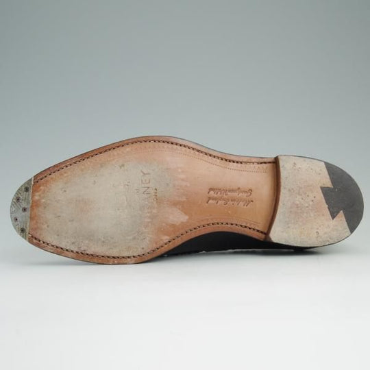 極美品★(英)チーニー 7.5F【定価￥73,440-★タッセルローファー/HUGH】214ラスト/スリッポン/カーフ/黒/メンズ/CHEANEY★e180