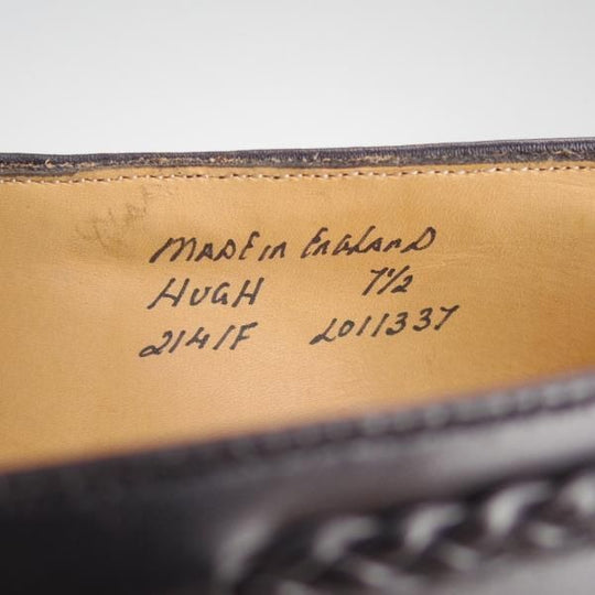 極美品★(英)チーニー 7.5F【定価￥73,440-★タッセルローファー/HUGH】214ラスト/スリッポン/カーフ/黒/メンズ/CHEANEY★e180
