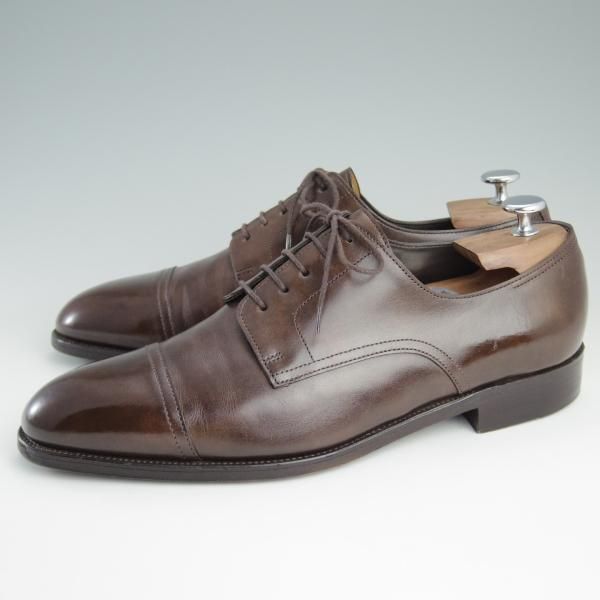 美品★ジョンロブ製 UK8.5【貴重★エルメス別注/HERMES】HARRY/H413ラスト/ストレートチップ/ミュージアムカーフ/茶/メンズ/JOHN LOBB★e182