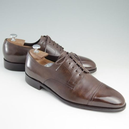 美品★ジョンロブ製 UK8.5【貴重★エルメス別注/HERMES】HARRY/H413ラスト/ストレートチップ/ミュージアムカーフ/茶/メンズ/JOHN LOBB★e182