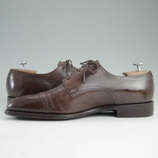 美品★ジョンロブ製 UK8.5【貴重★エルメス別注/HERMES】HARRY/H413ラスト/ストレートチップ/ミュージアムカーフ/茶/メンズ/JOHN LOBB★e182