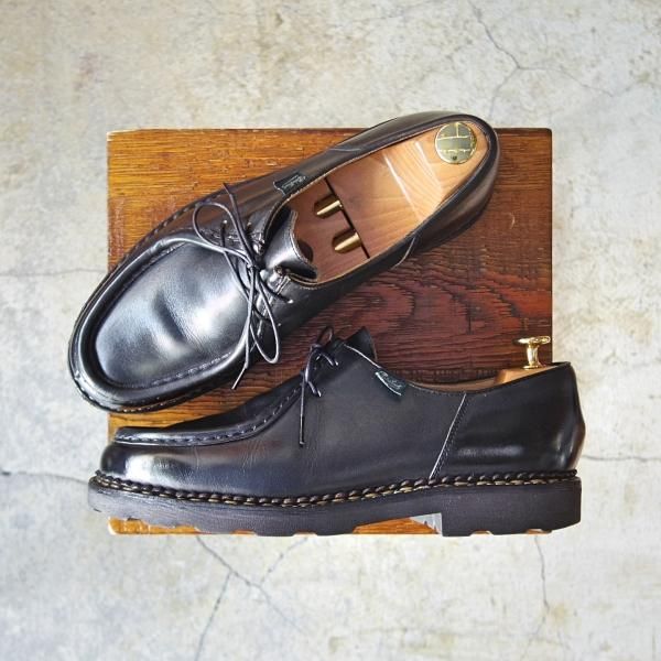 極上★パラブーツ SIZE 41【★ミカエル/MICHAEL】チロリアンシューズ/NOIR/黒/リスレザー/メンズ/マルシェソール/Paraboot★e183