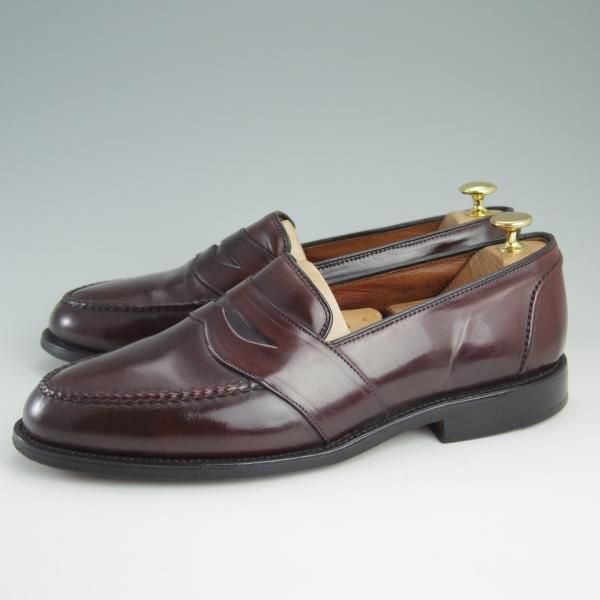 美品★(米)アレンエドモンズ 9.5E【コードバン仕様★フルストラップ/コインローファー/Randolph】赤茶/メンズ/ALLEN EDMONDS★e185