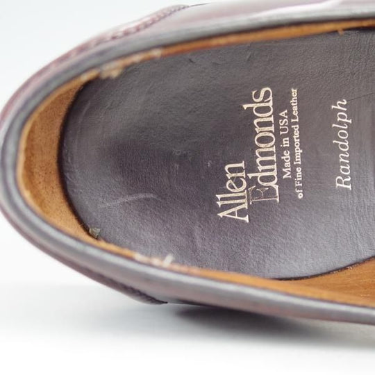 美品★(米)アレンエドモンズ 9.5E【コードバン仕様★フルストラップ/コインローファー/Randolph】赤茶/メンズ/ALLEN EDMONDS★e185
