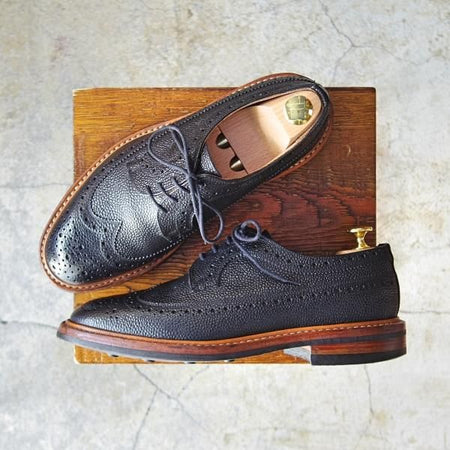 美品★トリッカーズ SIZE 7【ダイナイトソール仕様★フルブローグ/M5164】カントリー短靴/グレインレザー/黒/メンズ/Tricker's★e186