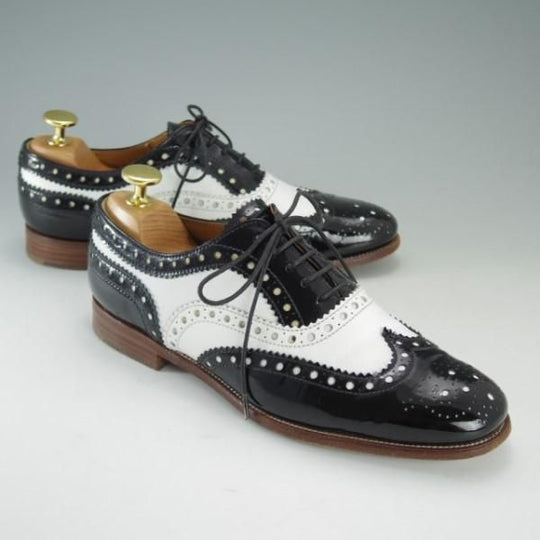 極上★チャーチ(レディース) SIZE 35.5【★バーウッド/BURWOOD 3W】フルブローグ/ウイングチップ/カーフ×パテント/白×黒/Church's★e198