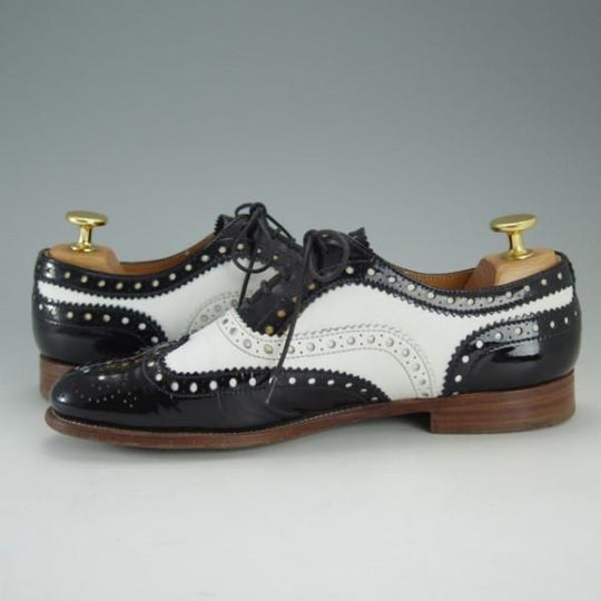極上★チャーチ(レディース) SIZE 35.5【★バーウッド/BURWOOD 3W】フルブローグ/ウイングチップ/カーフ×パテント/白×黒/Church's★e198