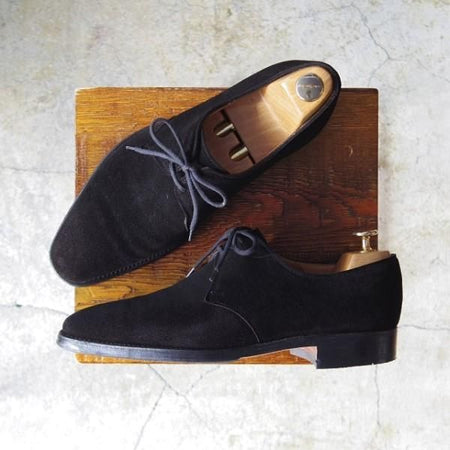 極上★ジョンロブ 6.5E【貴重★TAMAR/8000ラスト】Vフロント/プレーントゥ/スエード/黒/メンズ/JOHN LOBB★e200