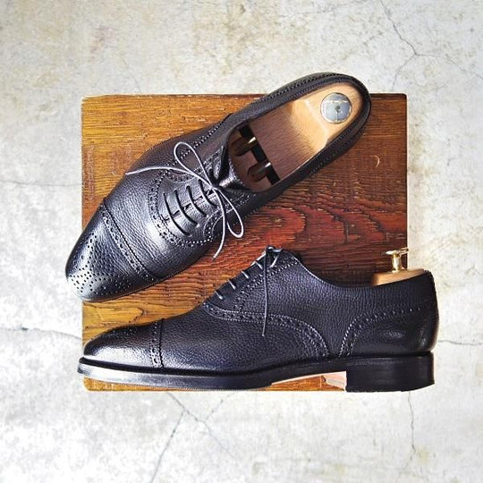 極上★(スペイン製)カルミナ SIZE 6【モデル定価￥71,280-★セミブローグ/10051】RAINラスト/グレインレザー/黒/メンズ/CARMINA★e208