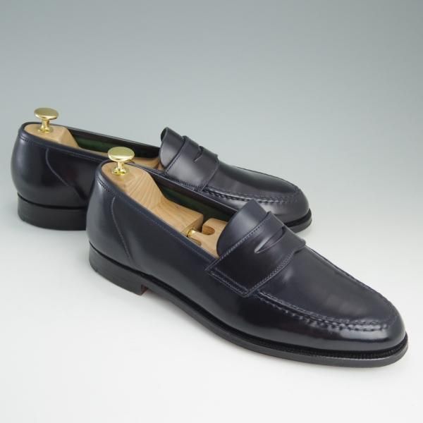 極美品★クロケット&ジョーンズ 8E【貴重★紺色/コードバン仕様/ネイビー/HARVARD】314ラスト/コインローファー/Crockett&Jones★e209