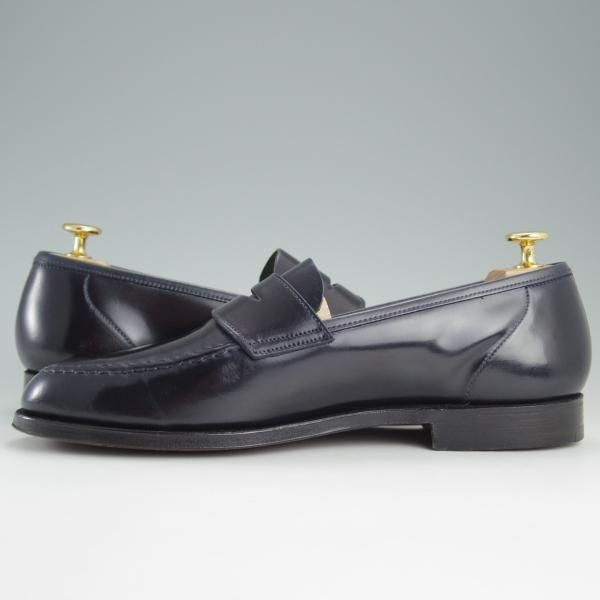 極美品★クロケット&ジョーンズ 8E【貴重★紺色/コードバン仕様/ネイビー/HARVARD】314ラスト/コインローファー/Crockett&Jones★e209