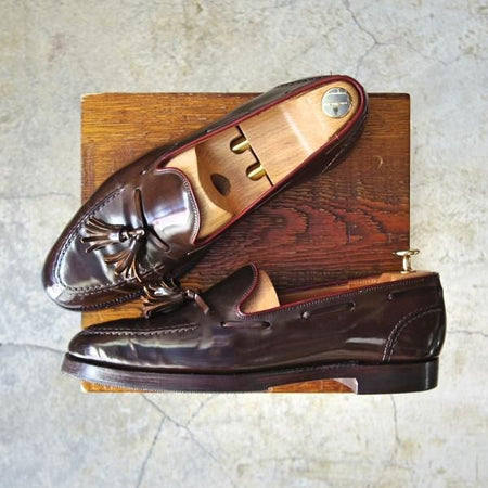 極上★クロケット&ジョーンズ UK8/US8.5E【貴重★ブラウン/コードバン仕様/ラルフローレン別注】タッセルローファー/Crockett&Jones★e221