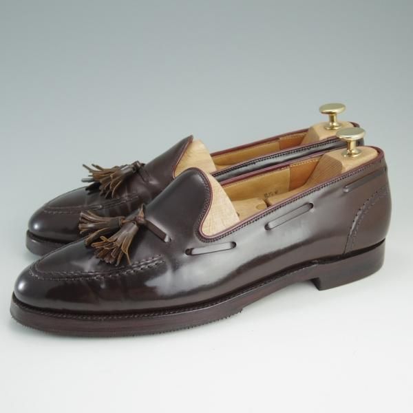 極上★クロケット&ジョーンズ UK8/US8.5E【貴重★ブラウン/コードバン仕様/ラルフローレン別注】タッセルローファー/Crockett&Jones★e221