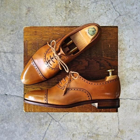 美品★(スペイン製)カルミナ(レディース) SIZE 5.5【定価￥59,400-★クォーターブローグ/1200】MADISONラスト/カーフ/茶/CARMINA★e234