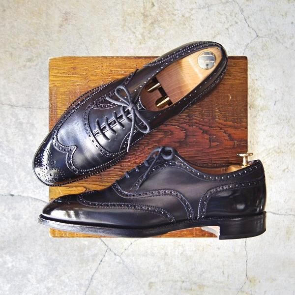 極上★チャーチ 80E/UK8【旧チャーチ★73ラスト/CHETWYND/チェットウィンド】3都市ロゴ/フルブローグ/カーフ/黒/メンズ/Church's★e235