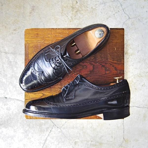 ★(英)グレンソン UK6.5程度【貴重★footmaster/フットマスター】8447-03/フルブローグ/カーフ/黒/メンズ/GRENSON★e240