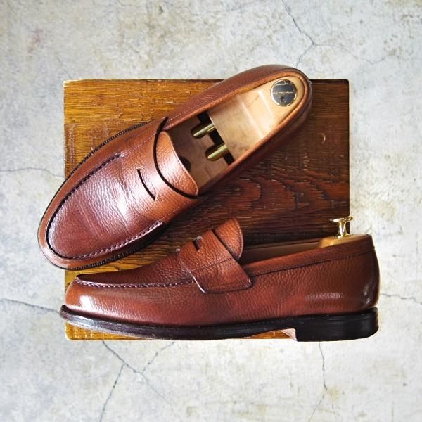 極上★チャーチ 75F/UK7.5【モデル定価￥63,720-★コインローファー/BRISTOL】106ラスト/グレインレザー/茶/メンズ/Church's★e247