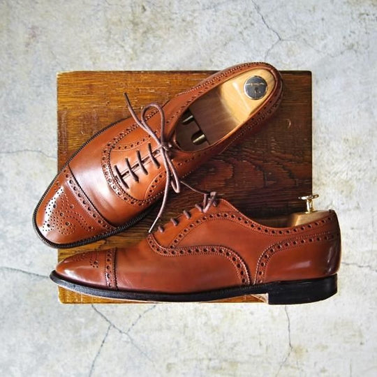 極上★チャーチ UK7程度/80D【貴重★ディプロマット/DIPLOMAT/73ラスト】セミブローグ/4都市ロゴ/カーフ/茶/メンズ/Church's★e249