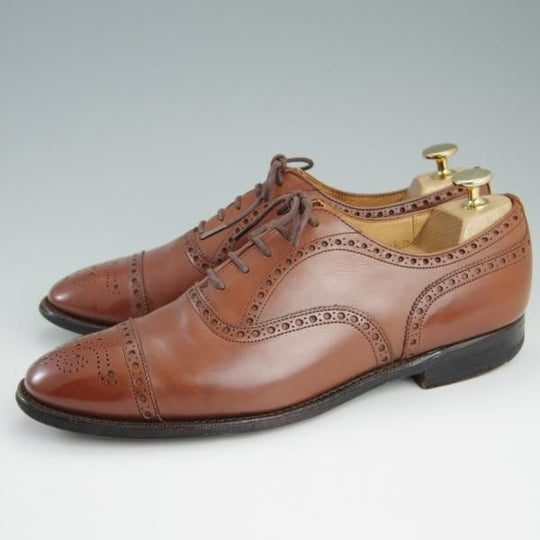 極上★チャーチ UK7程度/80D【貴重★ディプロマット/DIPLOMAT/73ラスト】セミブローグ/4都市ロゴ/カーフ/茶/メンズ/Church's★e249