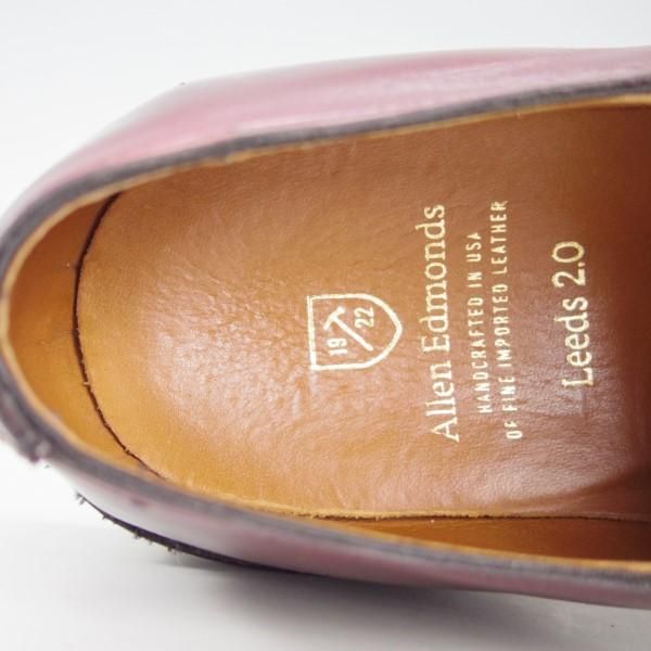 美品★(米)アレンエドモンズ 9D【定番★プレーントゥ/Leeds2.0】ダービー/カーフ/OXBLOOD/赤茶/ALLEN EDMONDS★e266