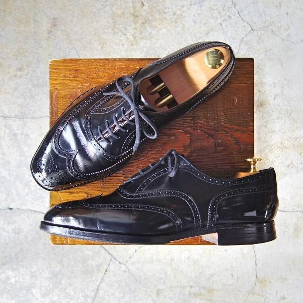 極上★チャーチ 80G/UK8【旧チャーチ★ブックバインダーカーフ/73ラスト】3都市ロゴ/フルブローグ/黒/メンズ/Church's★e269