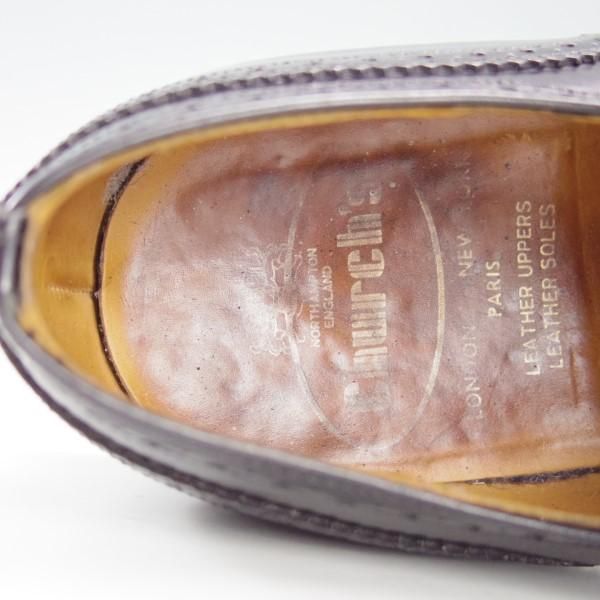 極上★チャーチ 80G/UK8【旧チャーチ★ブックバインダーカーフ/73ラスト】3都市ロゴ/フルブローグ/黒/メンズ/Church's★e269